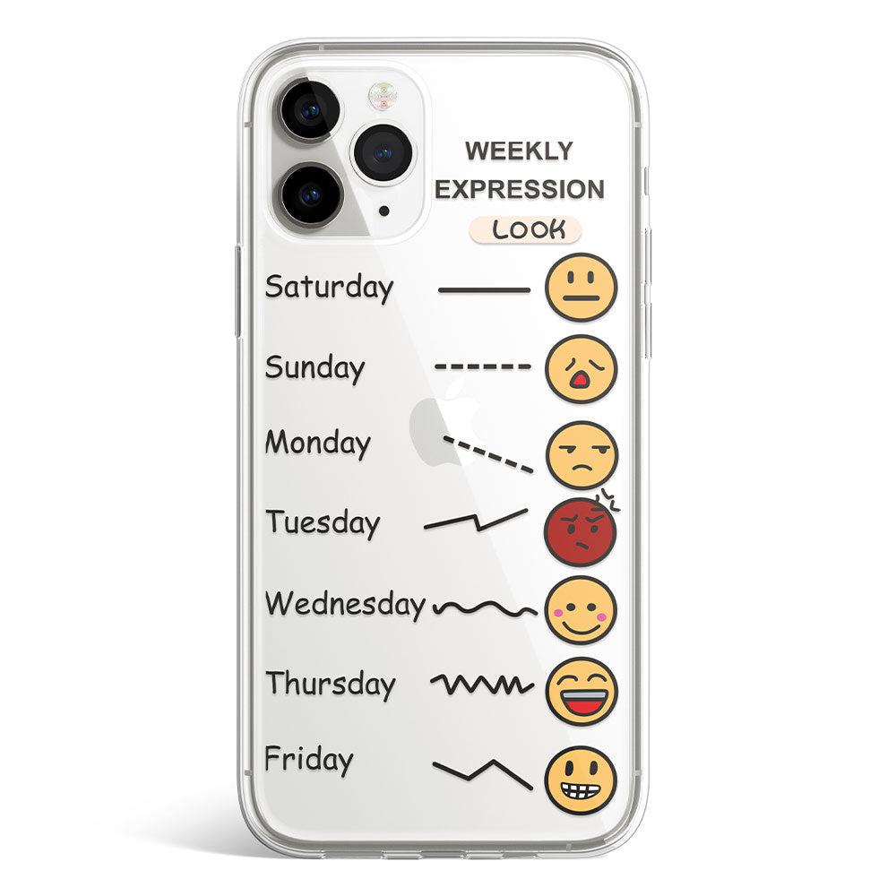 Black weekly expressions look phone cover available in iPhone, Samsung, Huawei, Oppo and Xiaomi covers. Choose your mobile model and buy now.