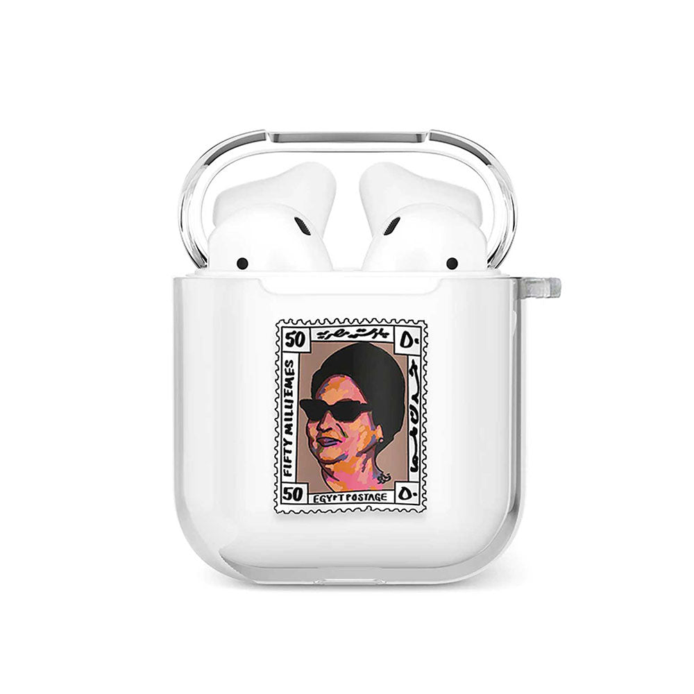 OM KALTHOUM STAMP AIRPODS CASE
