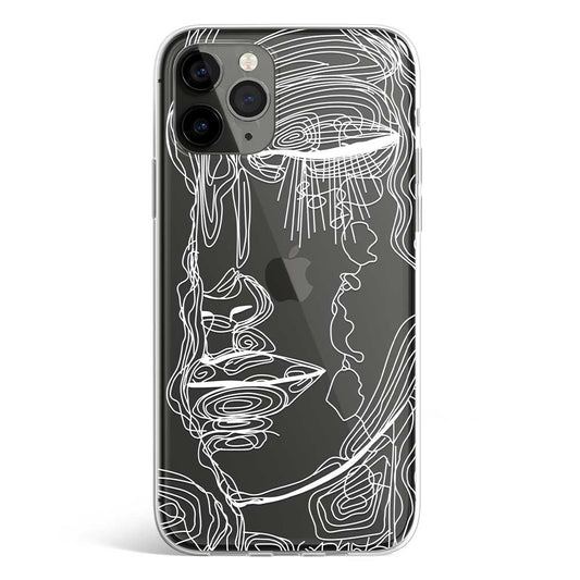 White abstract face line art phone cover available in iPhone, Samsung, Huawei, Oppo and Xiaomi covers. Choose your mobile model and buy now.