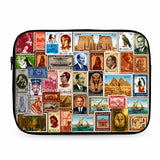 Egypt Stamps laptop sleeve vintage Egyptian postage collage without strap