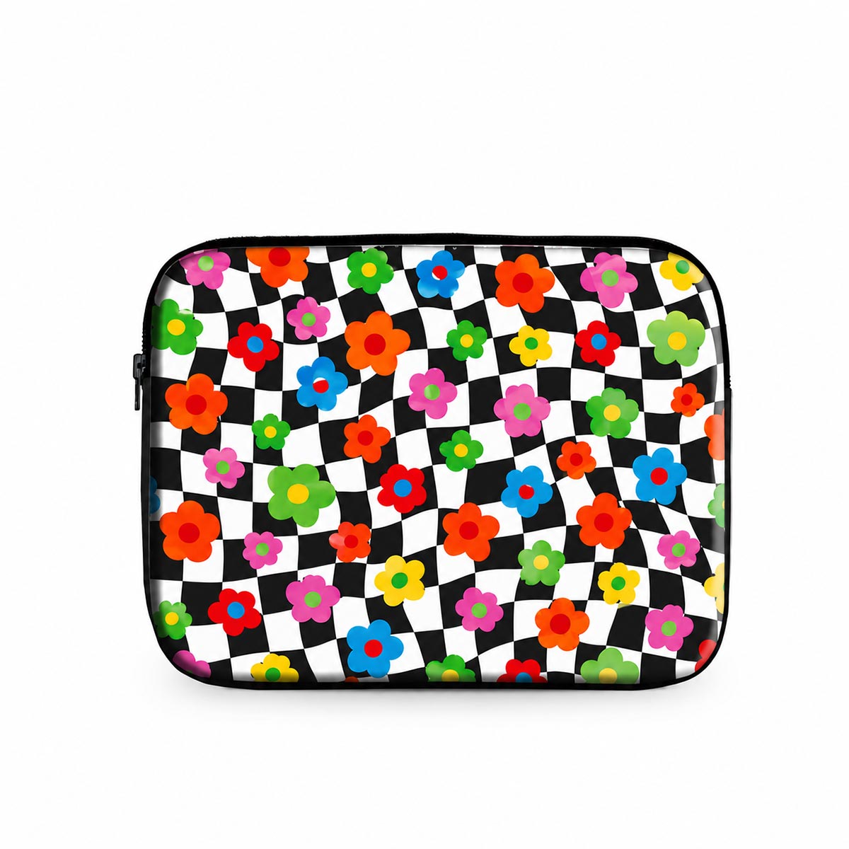 Floral Check laptop sleeve daisies on checker without strap