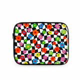 Floral Check laptop sleeve daisies on checker without strap