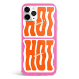 Hot Damn phone case orange wavy text detail