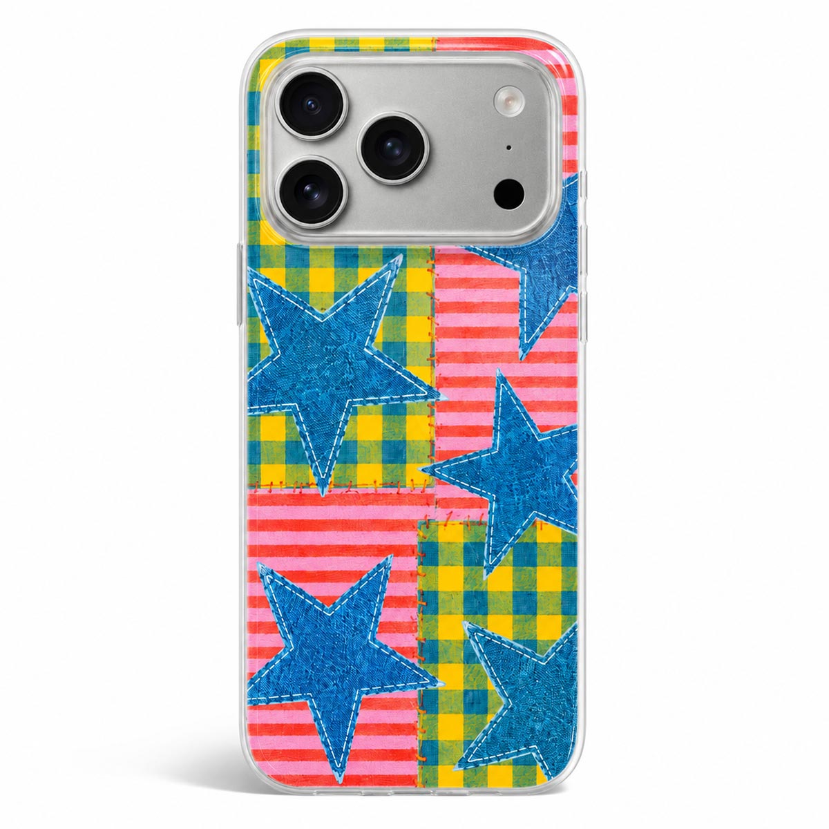 Denim Star phone case patchwork side view