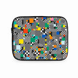 Glitch laptop sleeve with pixel static print without strap
