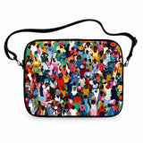 Crowd laptop sleeve with colorful painted people art print with carrying strap