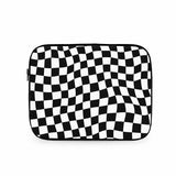 Trippy Check laptop sleeve warped checker print without strap