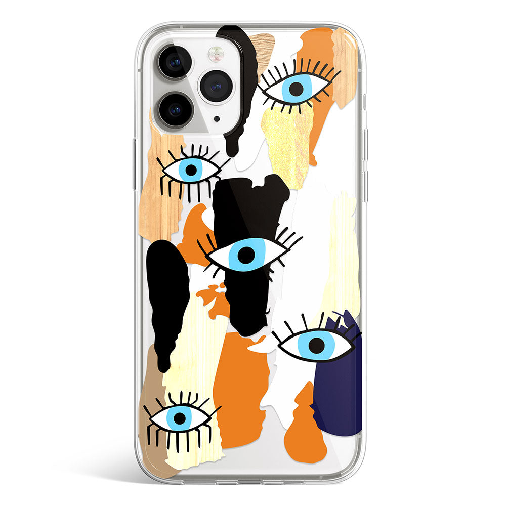 Brushed eyes phone case with artistic eye illustration print, Gebly Egypt