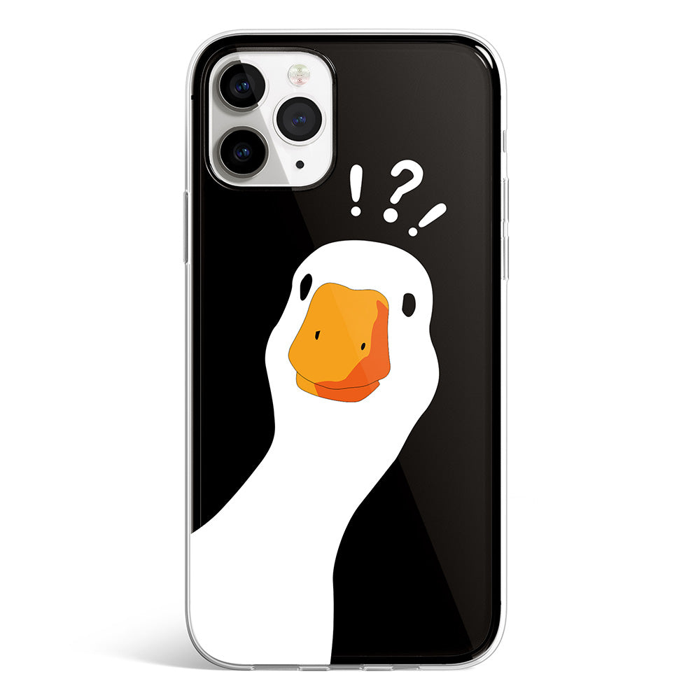 Duck black phone case with playful duck graphic on matte black, Gebly Egypt