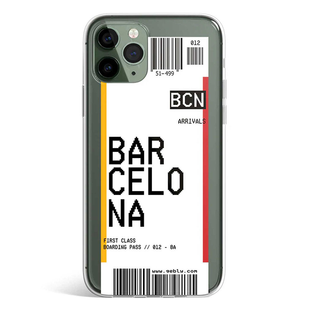 Barcelona ticket phone case styled as travel boarding pass, Gebly Egypt
