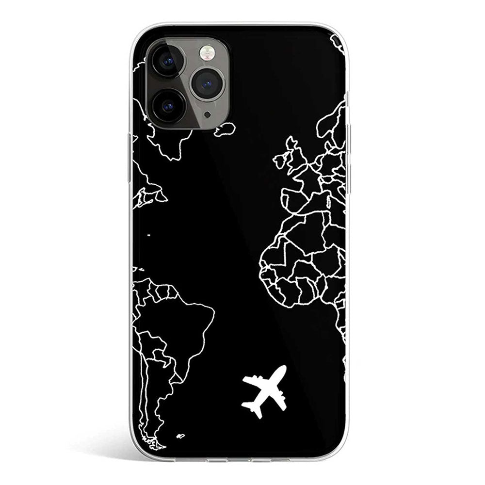 Black traveler phone case with minimal wanderlust travel print, Gebly Egypt