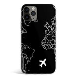 Black traveler phone case with minimal wanderlust travel print, Gebly Egypt