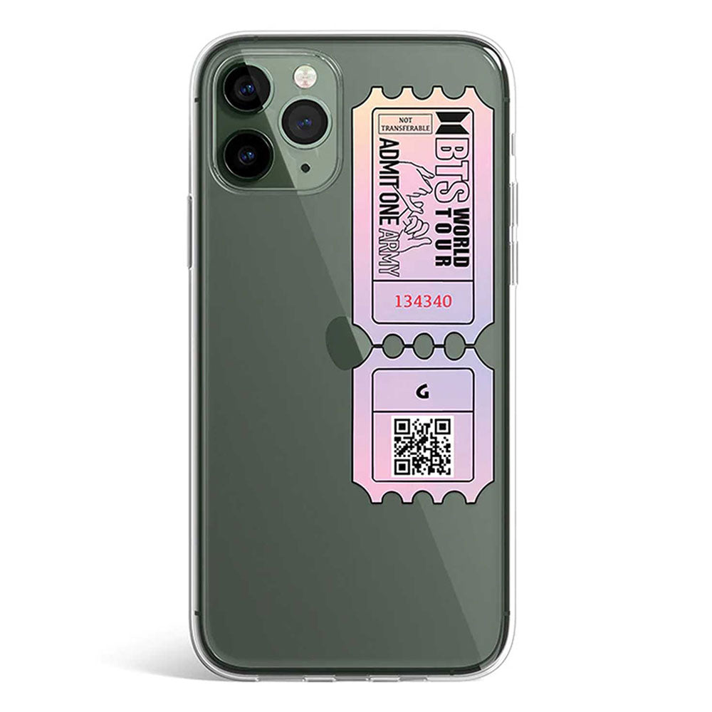 BTS ARMY TICKET phone cover available in iPhone, Samsung, Huawei, Oppo and Xiaomi covers. 
Choose your mobile model and buy now. 
