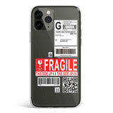 Fragile phone case with playful shipping label typography, Gebly Egypt