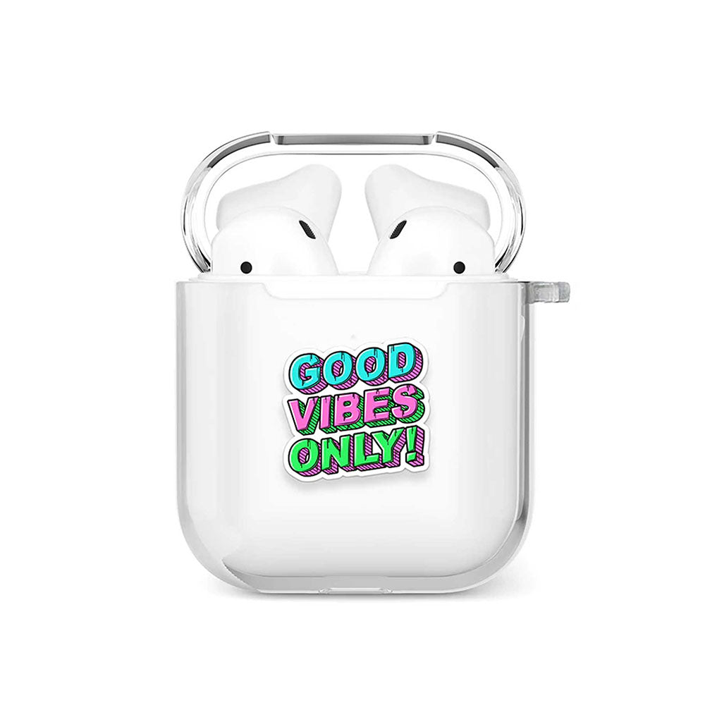 Good vibes AirPods case with playful positive typography print, Gebly Egypt