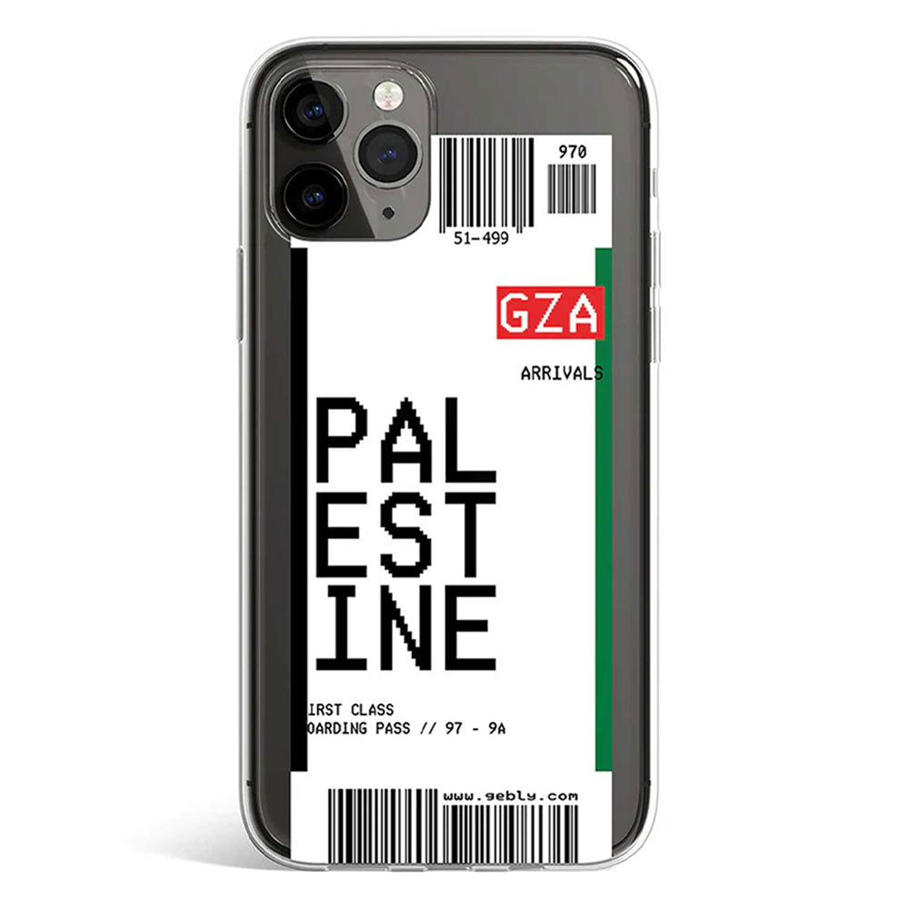 Palestine ticket phone case styled as boarding pass, Gebly Egypt