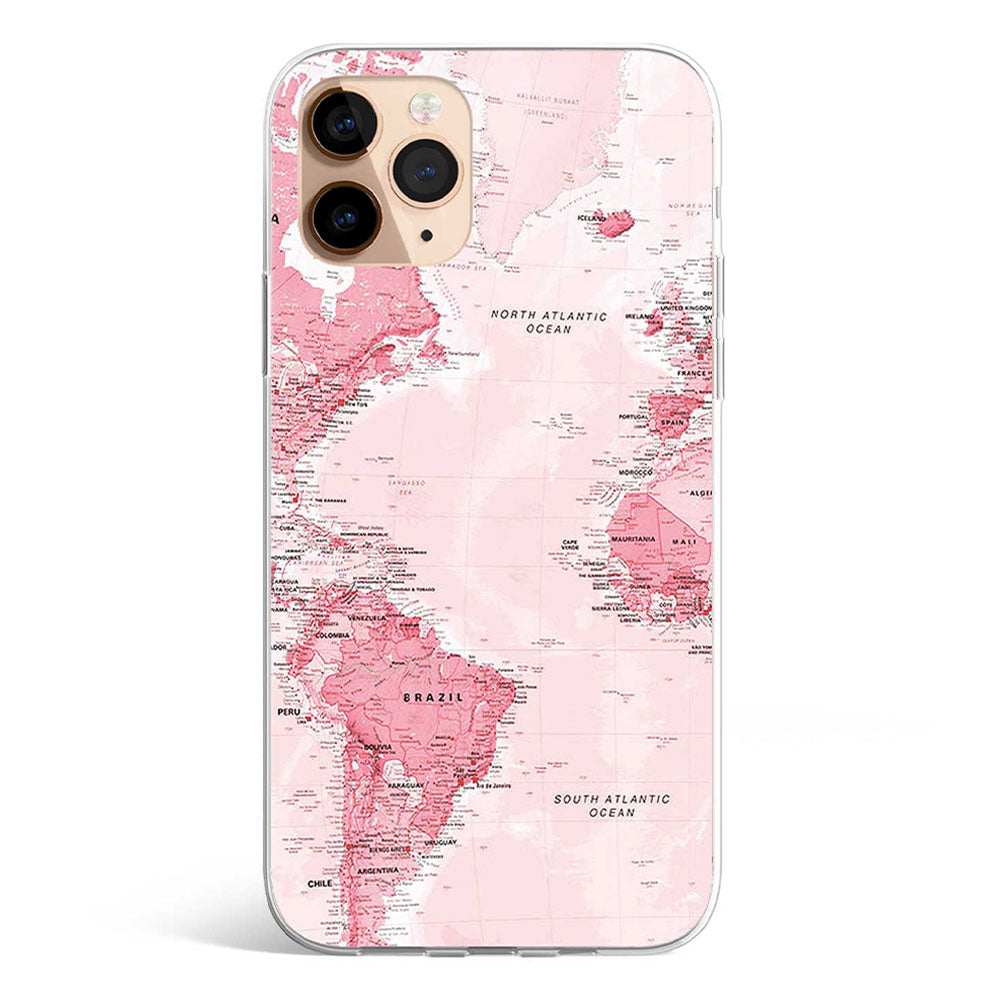 PINK WORLD MAP phone cover available in iPhone, Samsung, Huawei, Oppo and Xiaomi covers. 
Choose your mobile model and buy now. 
