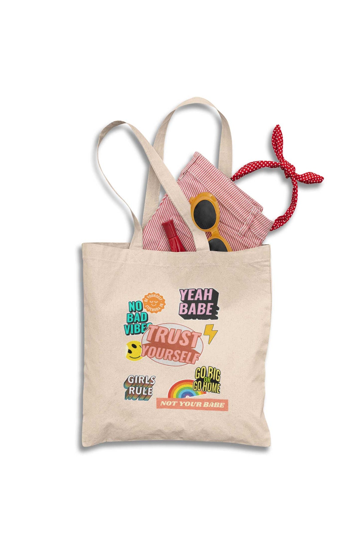 Girls Rules stickers tote bag