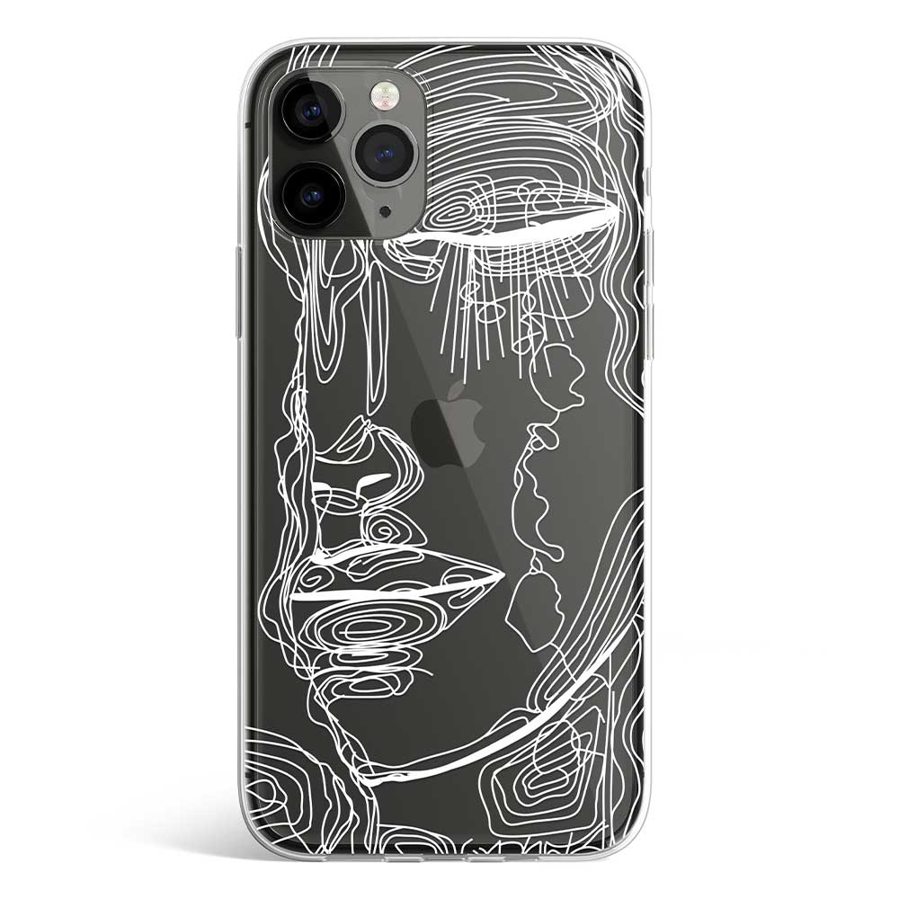White abstract face line art phone cover available in iPhone, Samsung, Huawei, Oppo and Xiaomi covers. Choose your mobile model and buy now.